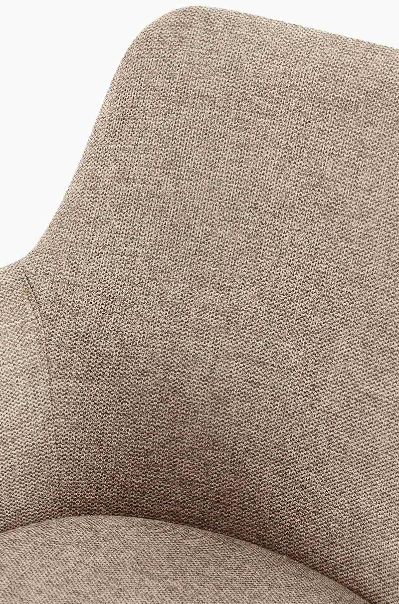 Chaise de salle à manger x1 pivotante rembourrée avec accoudoirs en tissu taupe cadre métal 10_0007173