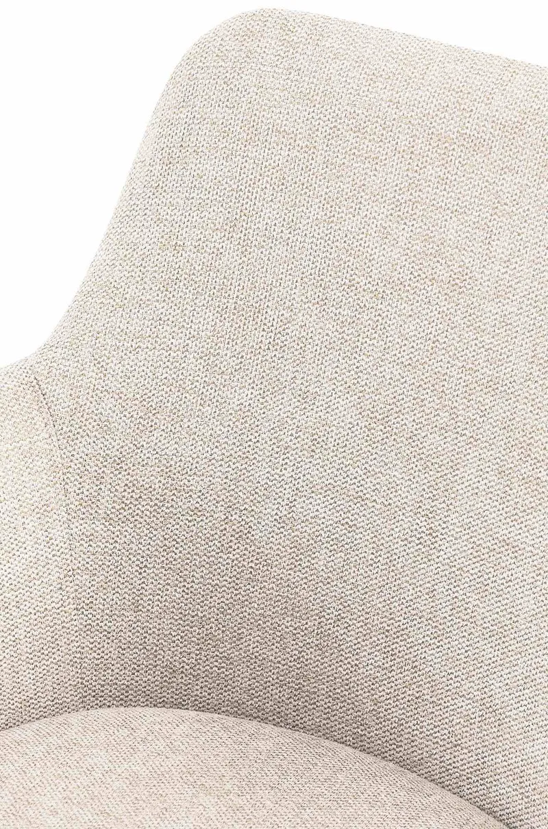 Chaise de salle à manger x1 pivotante rembourrée avec accoudoirs en tissu crème cadre métal 10_0007170