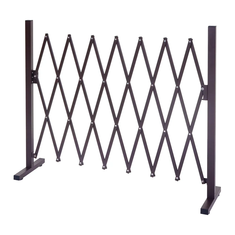 Barrière treillis à ciseaux grille de protection des animaux extensible marron aluminium hauteur 103 cm largeur 35-300 cm 04_0003378