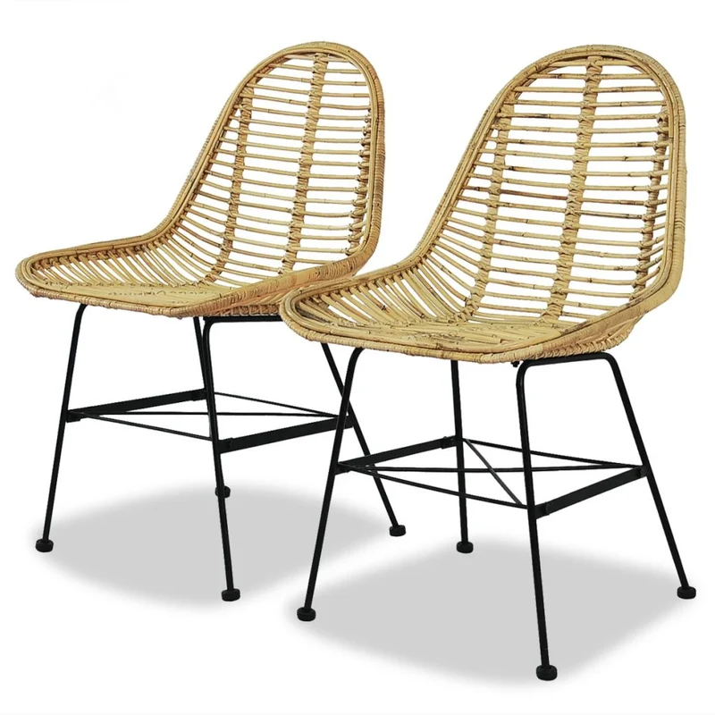 Lot de 2 chaises de salle à manger cuisine Rotin naturel CDS020122