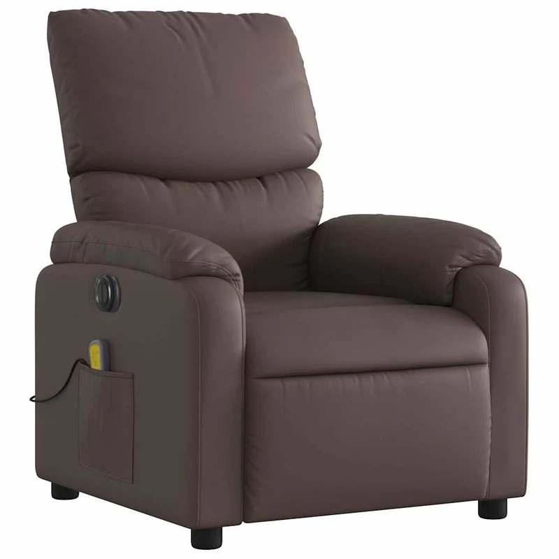 Fauteuil de relaxation TV fonction massage inclinable électrique en PVC marron DEC027205