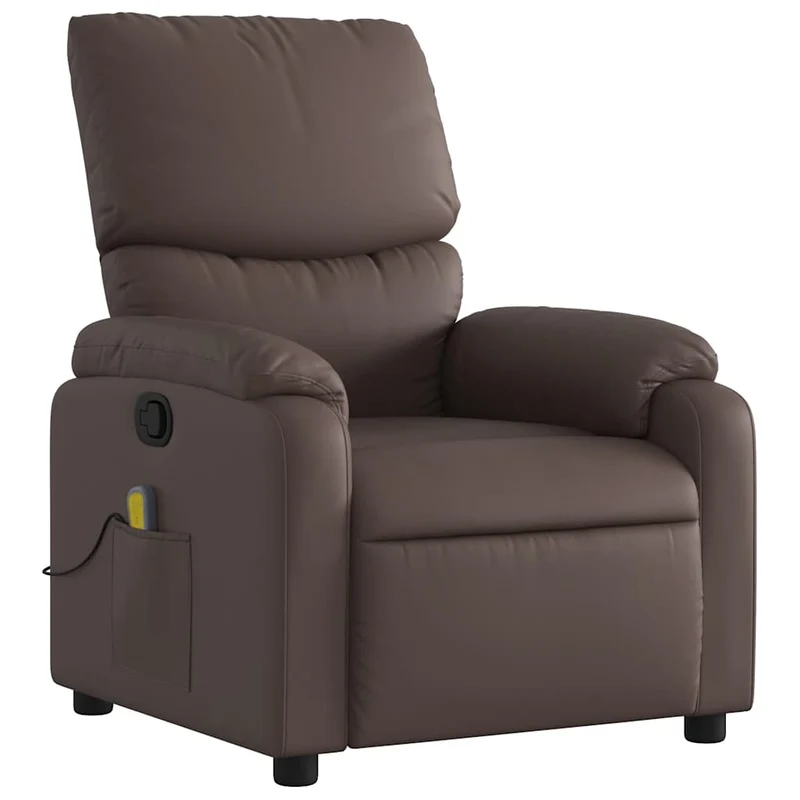 Fauteuil de relaxation TV fonction massage inclinable inclinaison manuelle en PVC marron DEC027002
