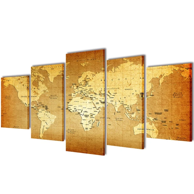 Toile de décoration murale kit de 5 pièces 200x100cm motif monde DEC02015