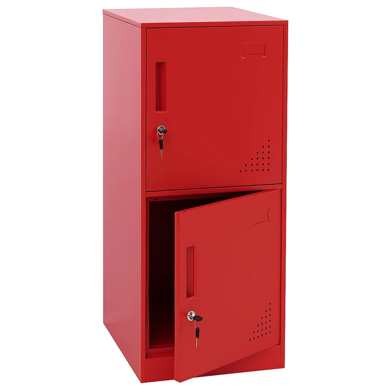 Armoire vestiaire métallique casier de rangement 2 portes 90x38x45 cm rouge 04_0008945