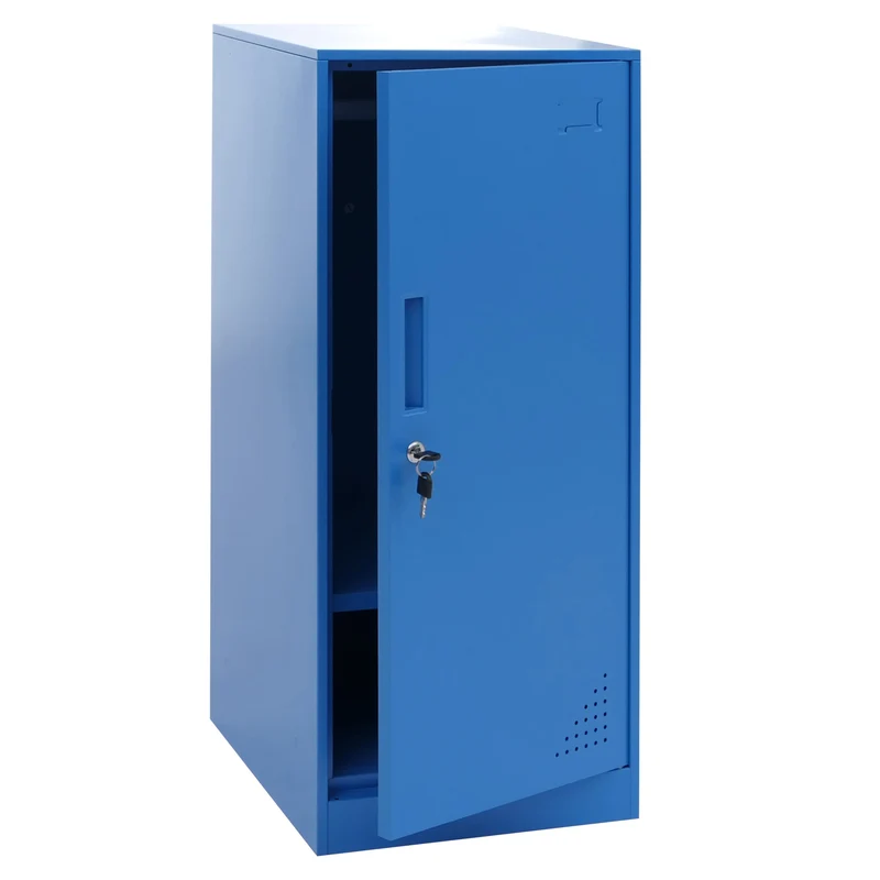 Armoire vestiaire métallique avec tringle et étagère amovible 90x38x45 cm acier bleu 04_0008959