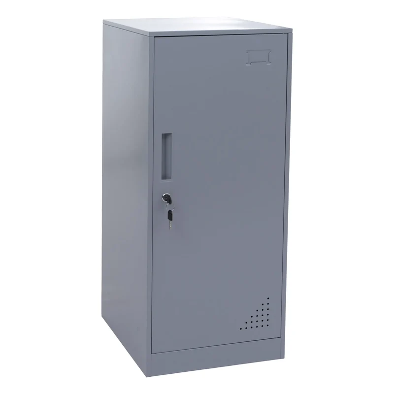 Armoire vestiaire métallique avec tringle et étagère amovible 90x38x45 cm acier gris 04_0008964