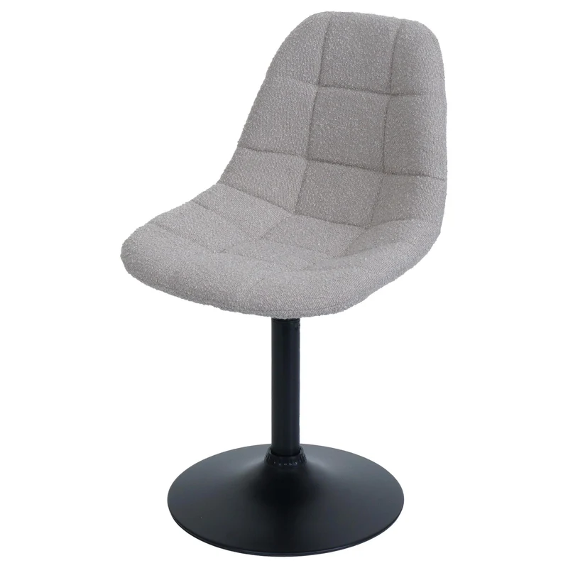Chaise de salle à manger pivotante 360° design contemporain en tissu bouclé taupe pied acier noir mat 04_0009880