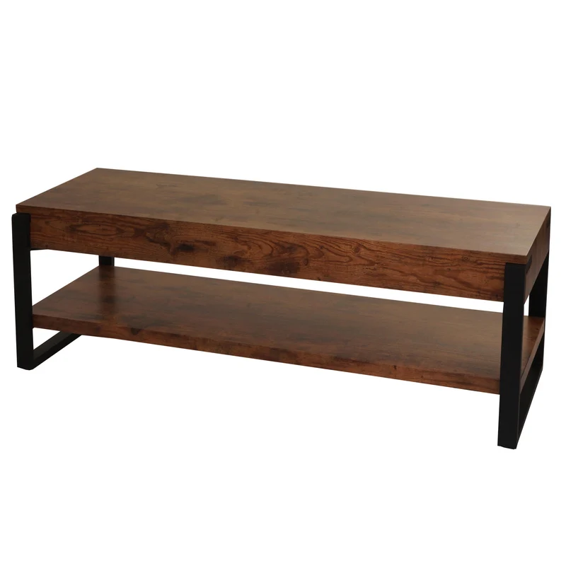 Meuble TV avec étagère 42x120x44 cm en métal et MDF couleur chêne sauvage foncé 04_0010250