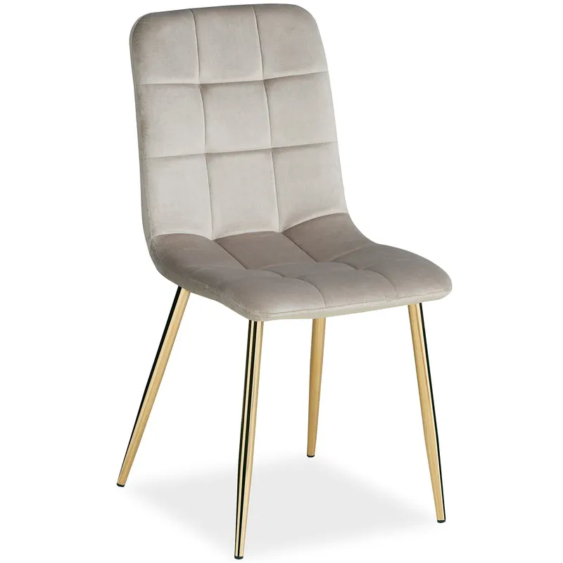 Chaise de salle à manger cuisine confortable et moderne en tissu velours beige pieds en métal noir CDS06008