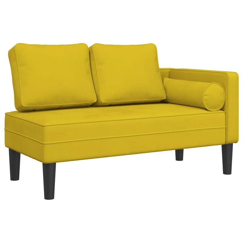 Méridienne chaise longue canapé pour intérieur avec coussins en velours jaune DEC026083