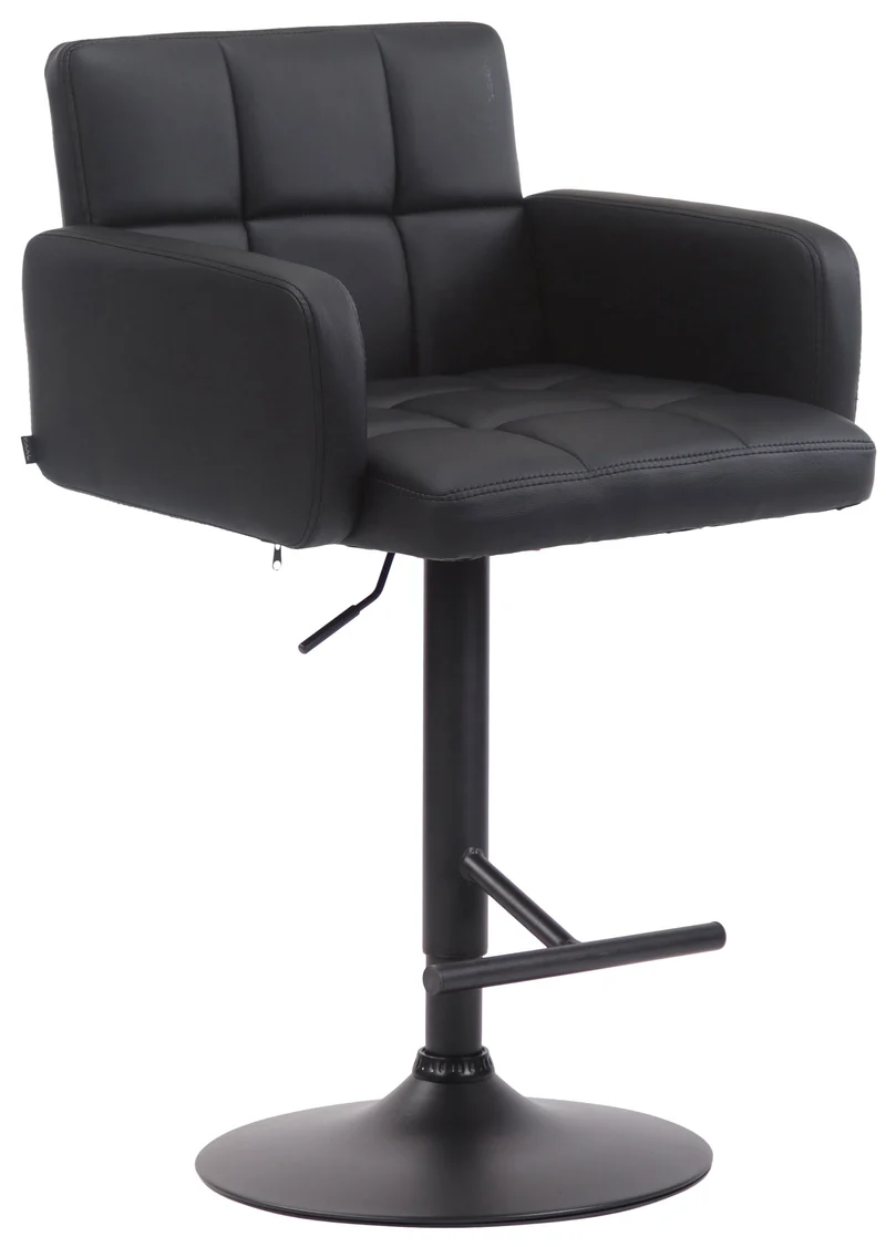 Tabouret de bar x1 avec accoudoirs et dossier confortable en synthétique noir pieds noir mat TDB10471