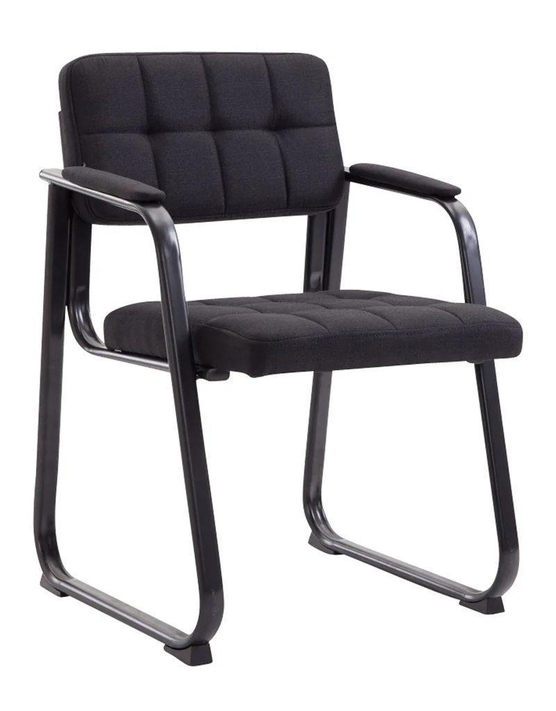 Chaise visiteur fauteuil de bureau sans roulette coutures décoratives en tissu noir support en métal noir BUR10220