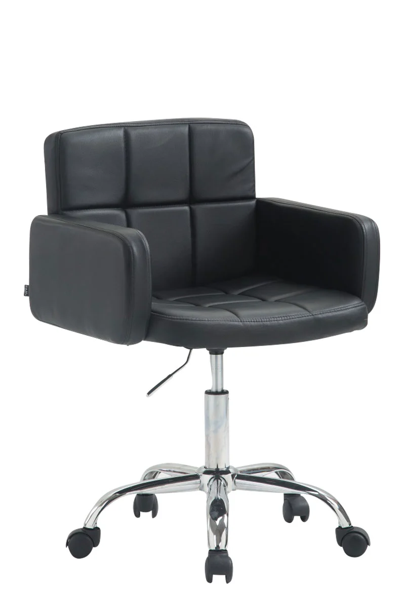 Chaise de bureau à roulettes avec dossier et accoudoirs en synthétique noir FAL10149