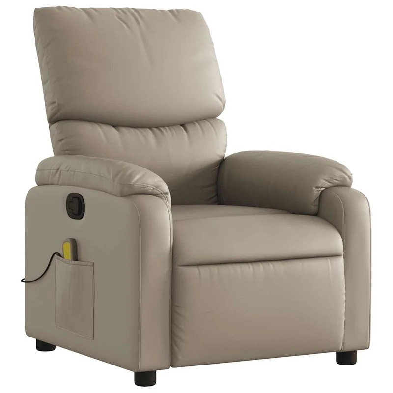 Fauteuil de relaxation TV fonction massage inclinable en PVC couleur cappuccino DEC026873