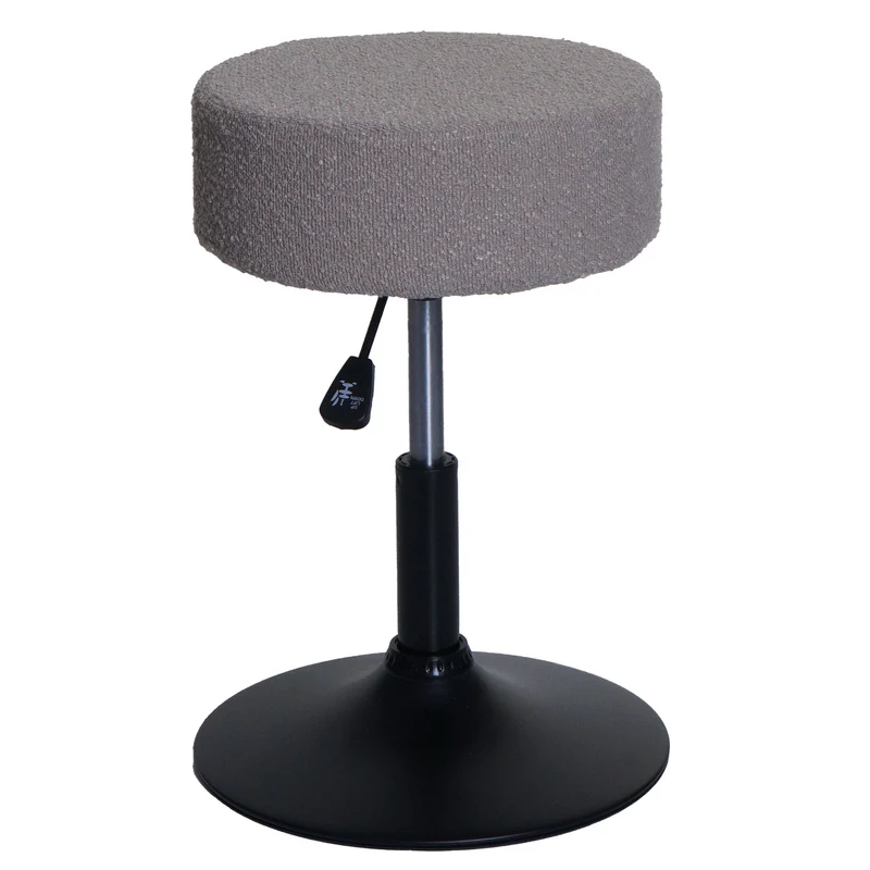 Tabouret de maquillage réglable moderne 37 x 37 x 57 cm confortable et élégant en tissu bouclé taupe 04_0009938