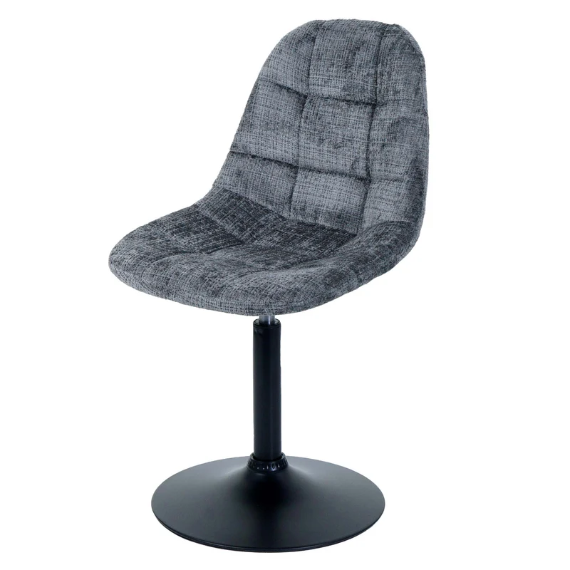 Chaise de salle à manger pivotante 360° en tissu chenille gris foncé pied acier noir mat 04_0009897