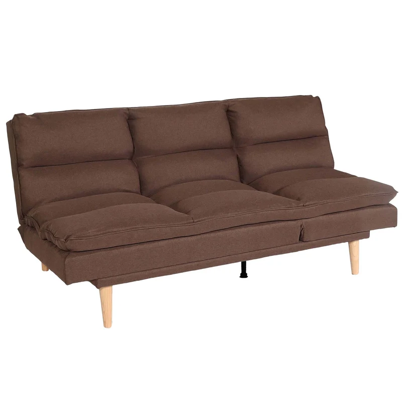 Canapé convertible 180 cm en tissu marron fonction lit 180x110 cm dossier réglable style moderne 04_0010154