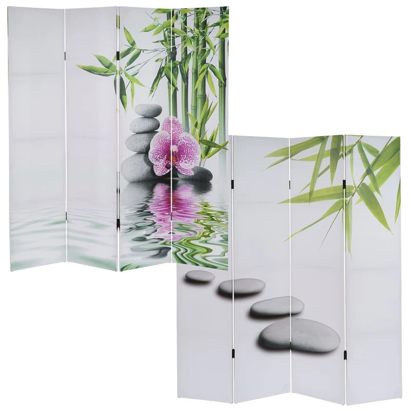 Paravent 4 panneaux pans séparateur de pièce 180x160cm motif orchidee PAR04009