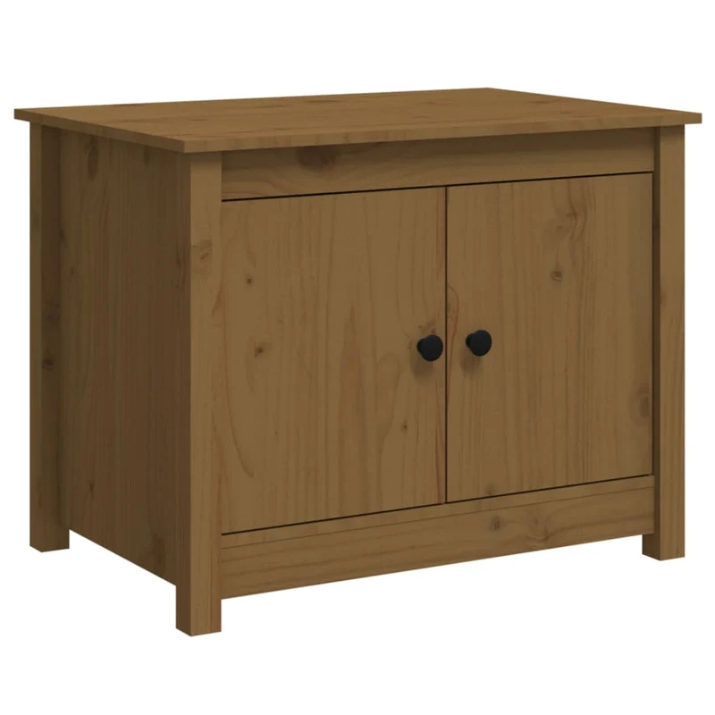 Table basse avec 4 compartiments design rustique moderne 71 x 49 x 55 cm bois massif de pin marron DEC039492