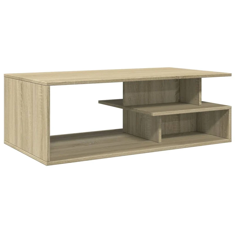 Table basse avec étagères design rustique moderne 102 x 55 x 35 cm bois d'ingénierie couleur chêne DEC038911