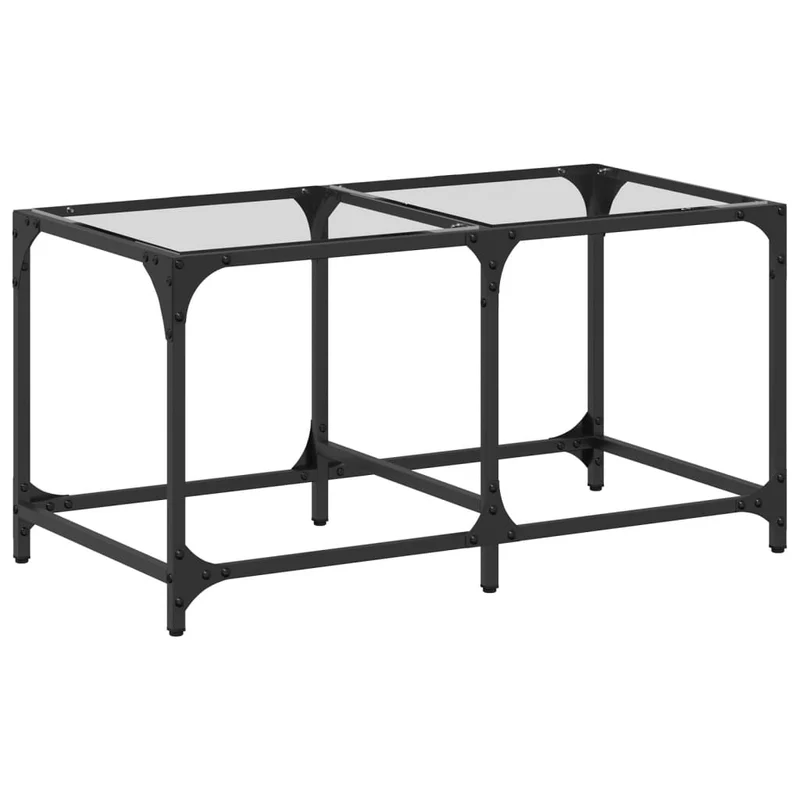 Table basse de salon design moderne avec dessus en verre transparent 78,5 x 40 x 40cm acier DEC037372