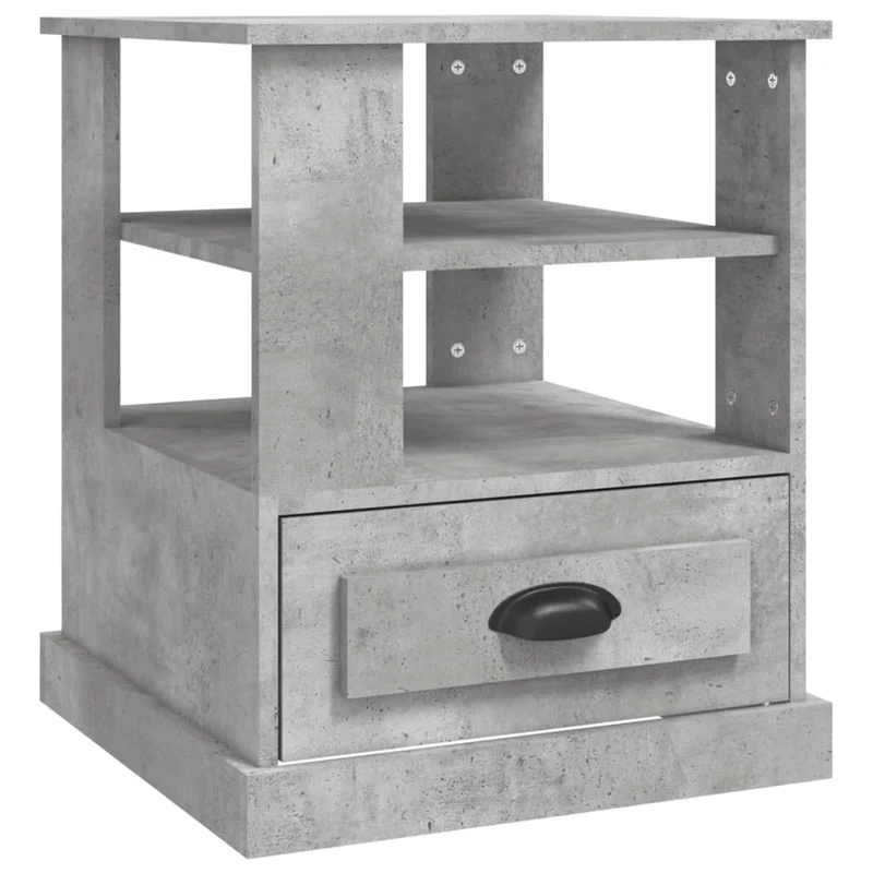 Table d'appoint avec tiroir et étagères 50 x 50 x 60 cm bois d'ingénierie gris DEC032459