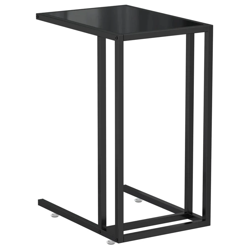 Table d'appoint table d'ordinateur bout de canapé 50 x 35 x 65 cm verre trempé noir et fer DEC032518