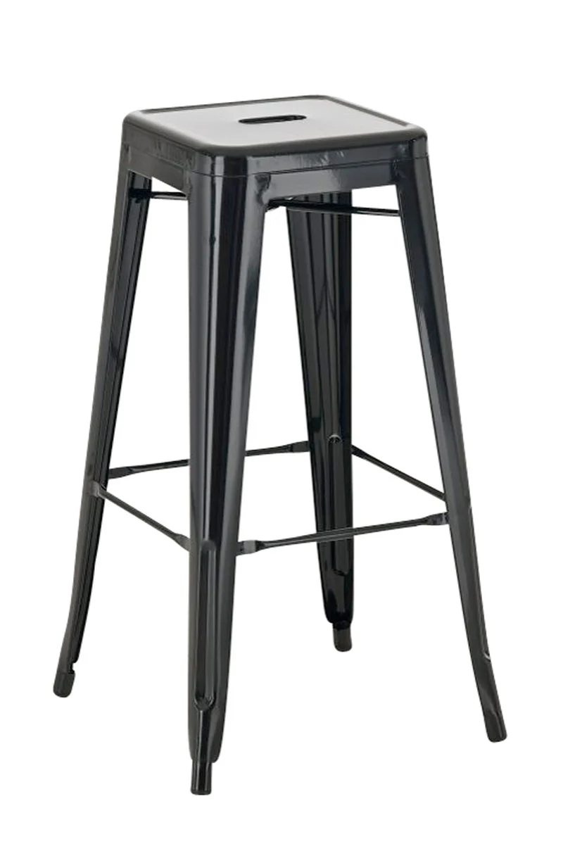 Tabouret de bar empilable avec repose-pieds design industriel factory métal noir 10_0000026
