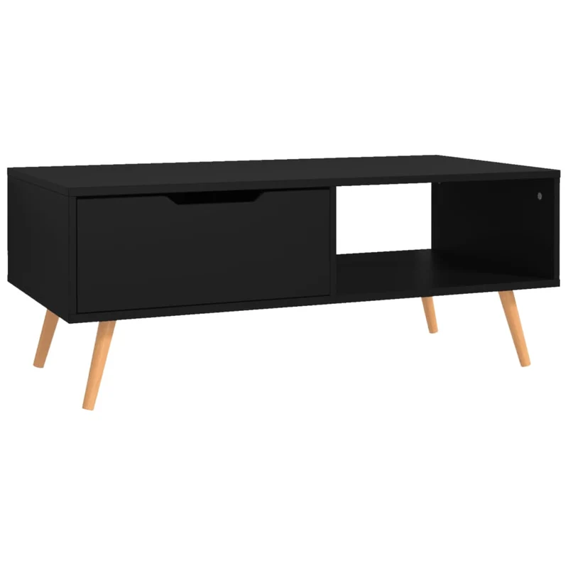 Table basse design moderne et contemporaine 100 x 49,5 x 43 cm bois d'ingénierie noir DEC039532