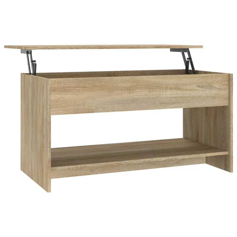 Table basse avec plateau relevable design moderne 102 x 50 x 52,5 cm bois d'ingénierie couleur chêne DEC038909