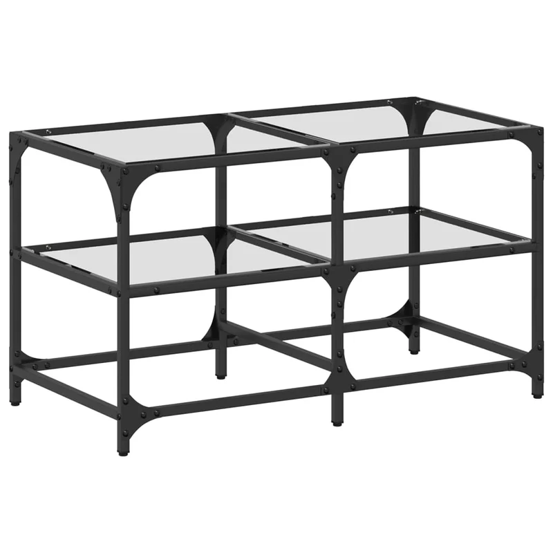 Table basse de salon design moderne avec dessus en verre transparent 78,5 x 40 x 45cm acier DEC037375