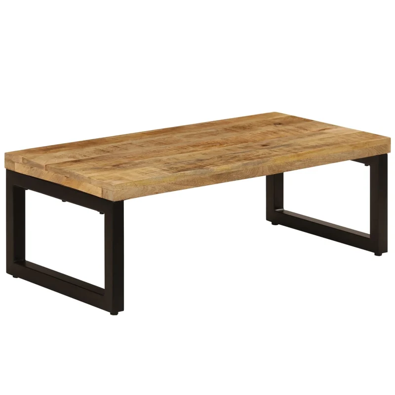 Table basse de salon design rustique 100 x 50 x 35 cm bois de manguier solide et acier DEC036924