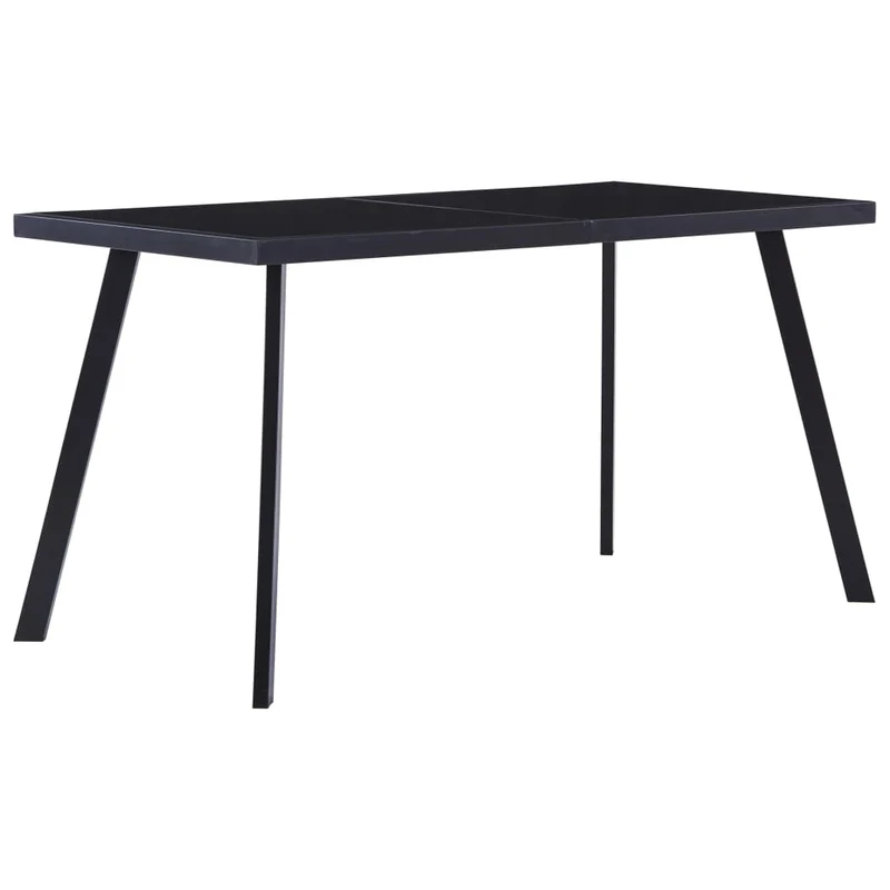 Table de salle à manger design simple 140 x 70 x 75 cm verre trempé noir et acier DEC036879