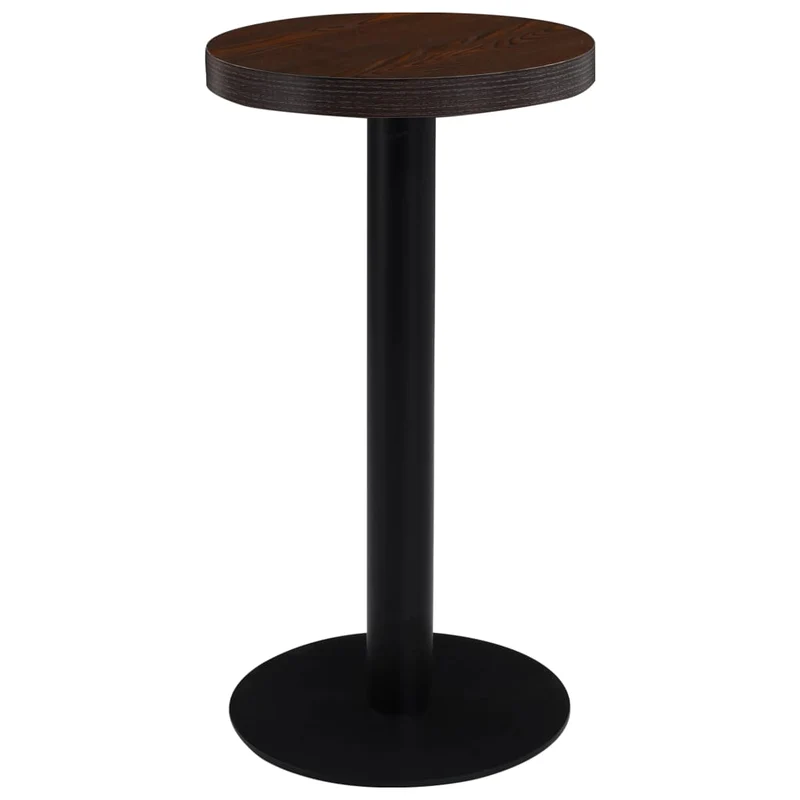 Table d'appoint auxiliaire table bistro dimaètre 40 cm MDF marron et acier noir DEC036571