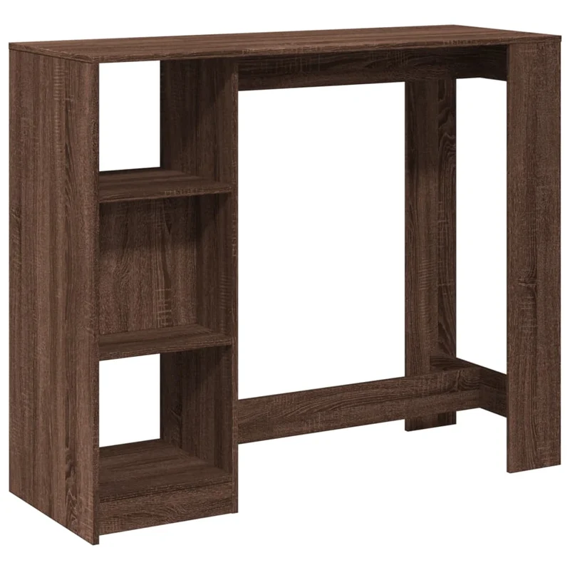 Table d’appoint multifonction avec étagère en bois d'ingénierie marron DEC036344