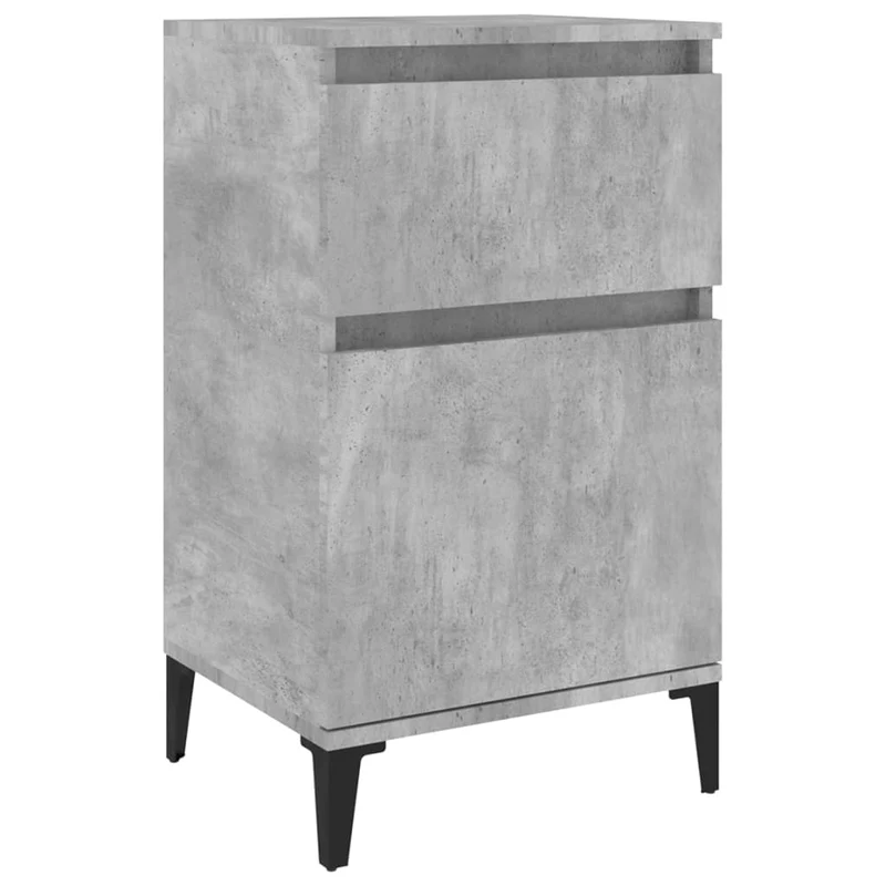 Table de chevet avec tiroir et compartiment avec porte 40 x 35 x 70 cm bois d'ingénierie gris et métal DEC034011