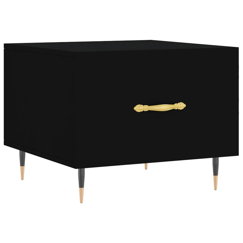 Table basse avec tiroir design moderne et contemporaine 50 x 50 x 40 cm bois d'ingénierie noir et fer DEC039663