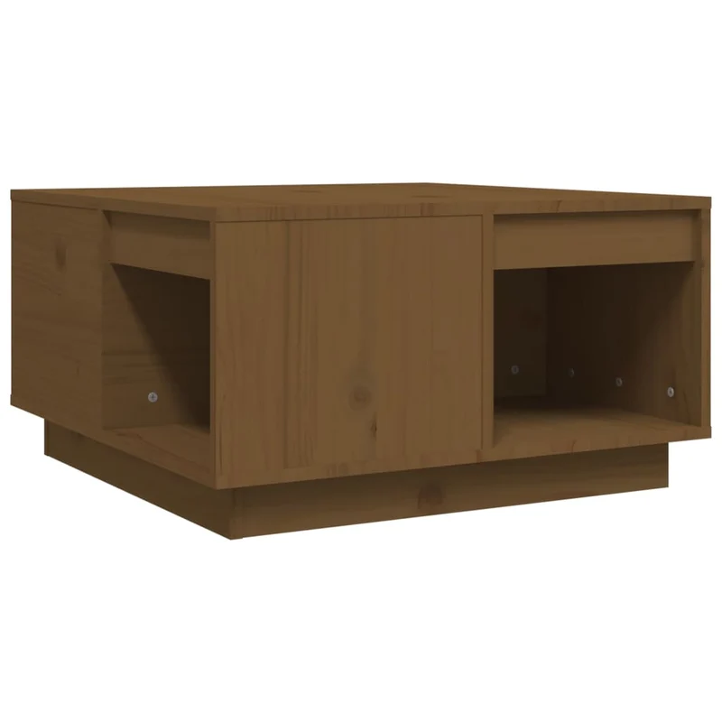 Table basse design moderne et contemporaine 60 x 61 x 32,5 cm bois massif de pin marron DEC039489