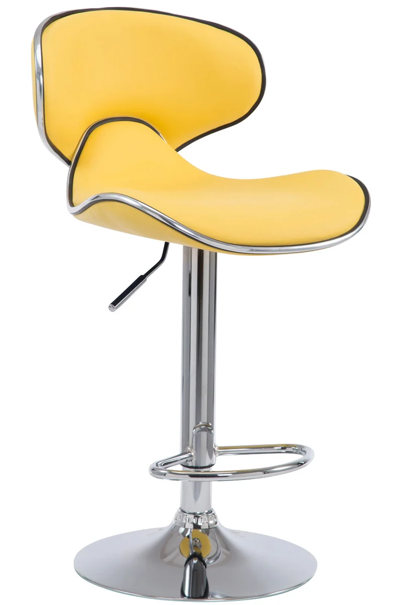 Tabouret de bar chaise de bar hauteur réglable avec repose pieds en synthétique jaune et métal 10_0000080