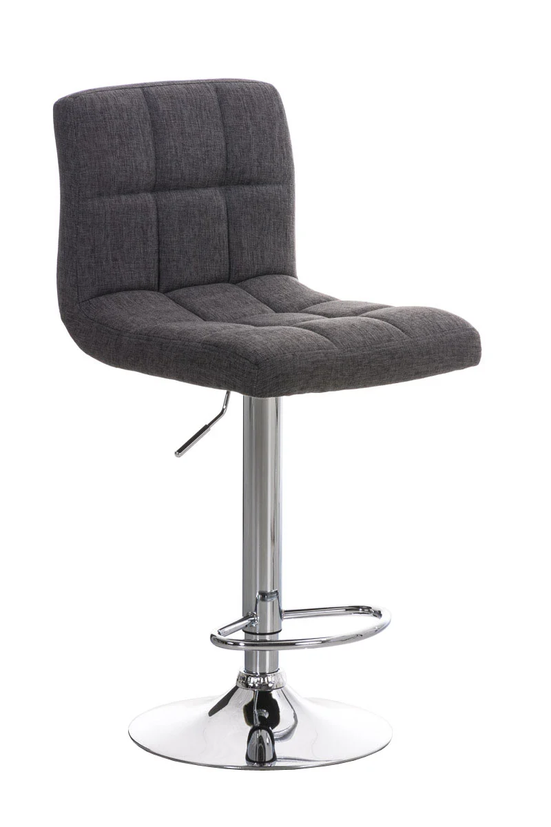 Tabouret de bar x1 avec repose-pieds hauteur réglable design moderne en tissu gris clair 10_0000052