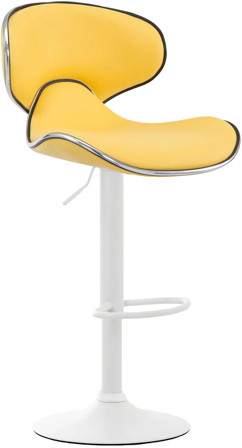 Tabouret de bar x1 sièges modernes aux lignes ondulées en PVC jaune pied trompette métal blanc 10_0006464