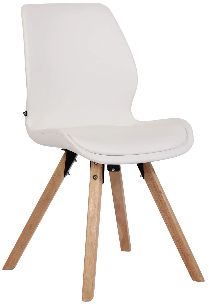 Chaise de salle à manger x1 design scandinave en PVC blanc et pieds en bois carrés clair 10_0002298