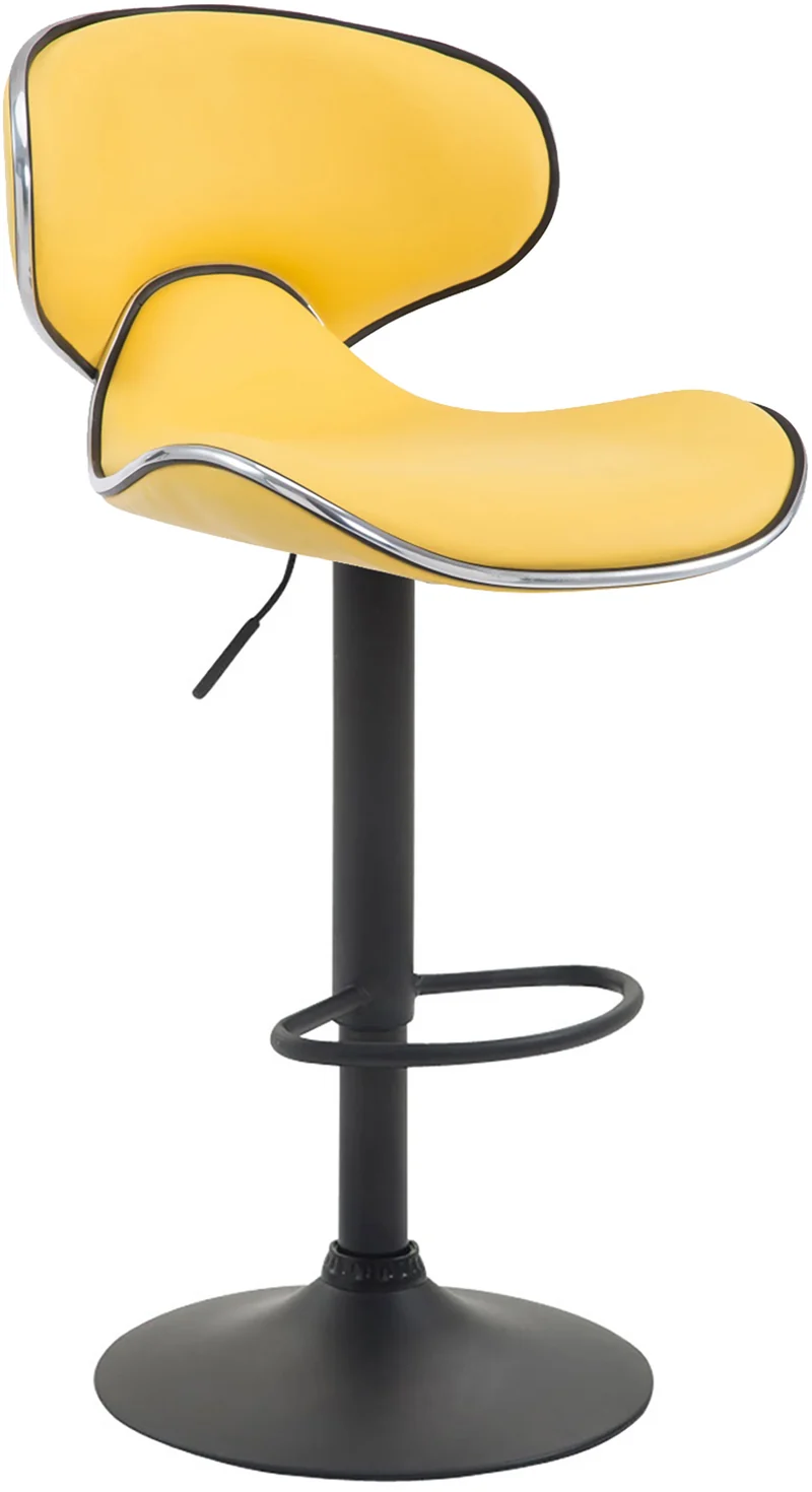 Tabouret de bar x1 sièges modernes aux lignes ondulées en PVC jaune pied trompette métal noir 10_0006435