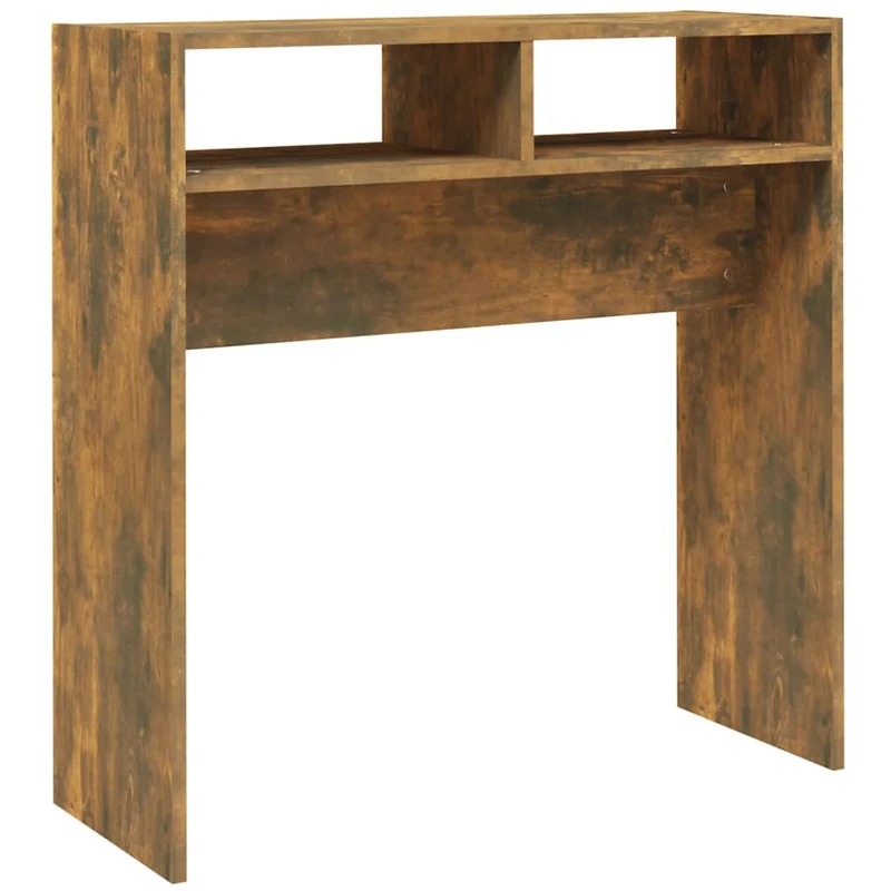 Table d'appoint console pratique avec compartiments de rangement 78 x 30 x 80 cm bois d'ingénierie DEC031817