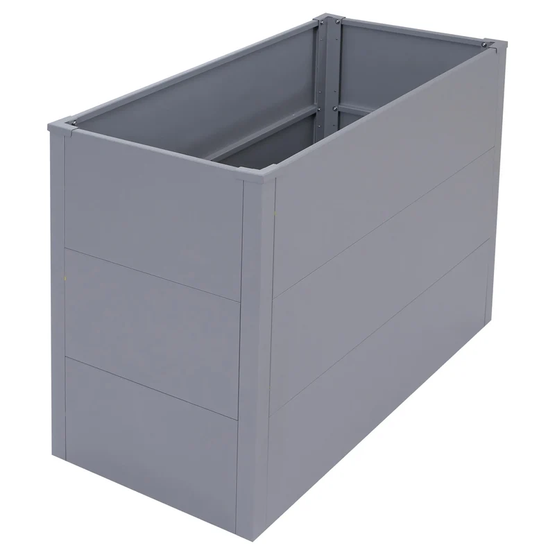 Bac potager surélevé 100 cm 340 L acier galvanisé thermolaqué gris 04_0008900