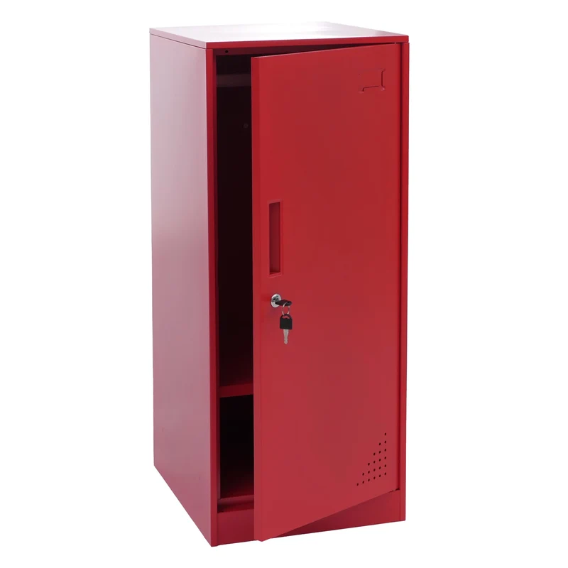 Armoire vestiaire métallique avec tringle et étagère amovible 90x38x45 cm acier rouge 04_0008958