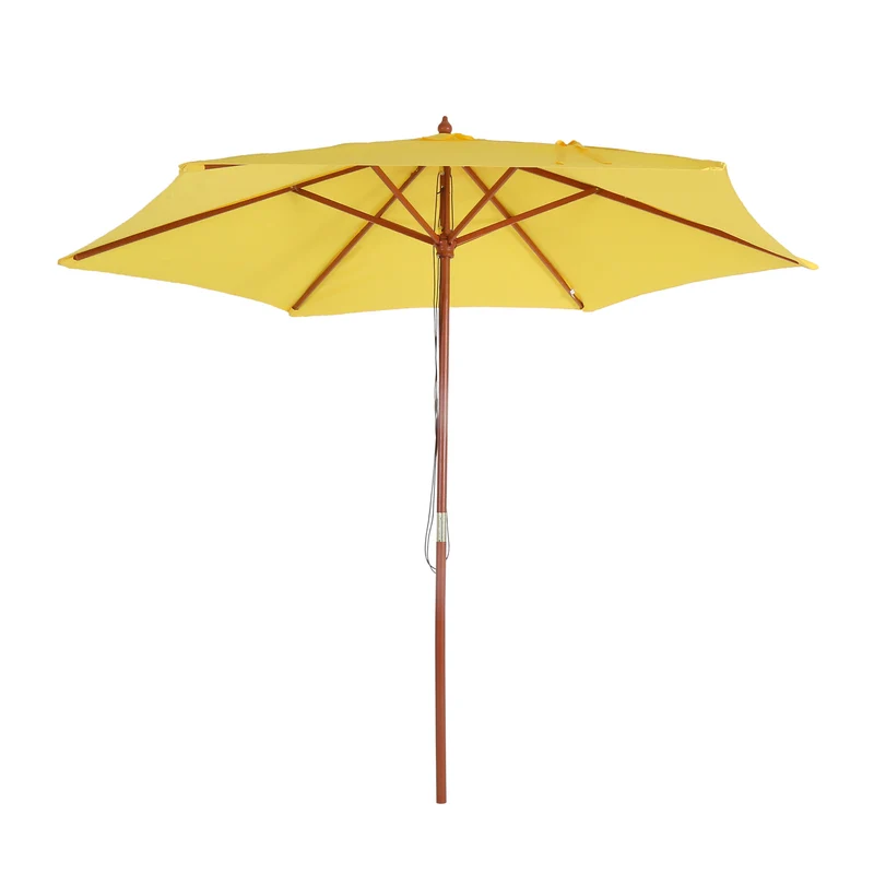Parasol de jardin Ø 3 m avec mât en bois et toile polyester UV50 coloris jaune 04_0010795