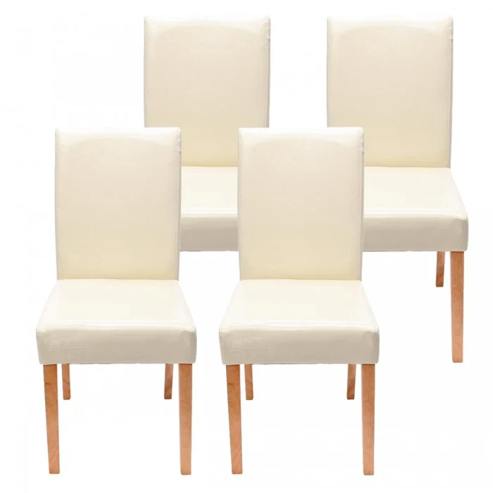 Lot de 4 chaises de salle à manger synthétique crème pieds clairs CDS04141