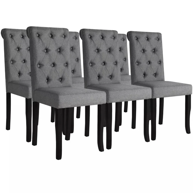 Lot de 6 chaises de salle à manger cuisine design élégant et intemporel en tissu gris foncé CDS022443