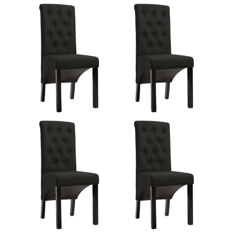 Lot de 4 chaises de salle à manger cuisine design intemporel tissu noir CDS021839